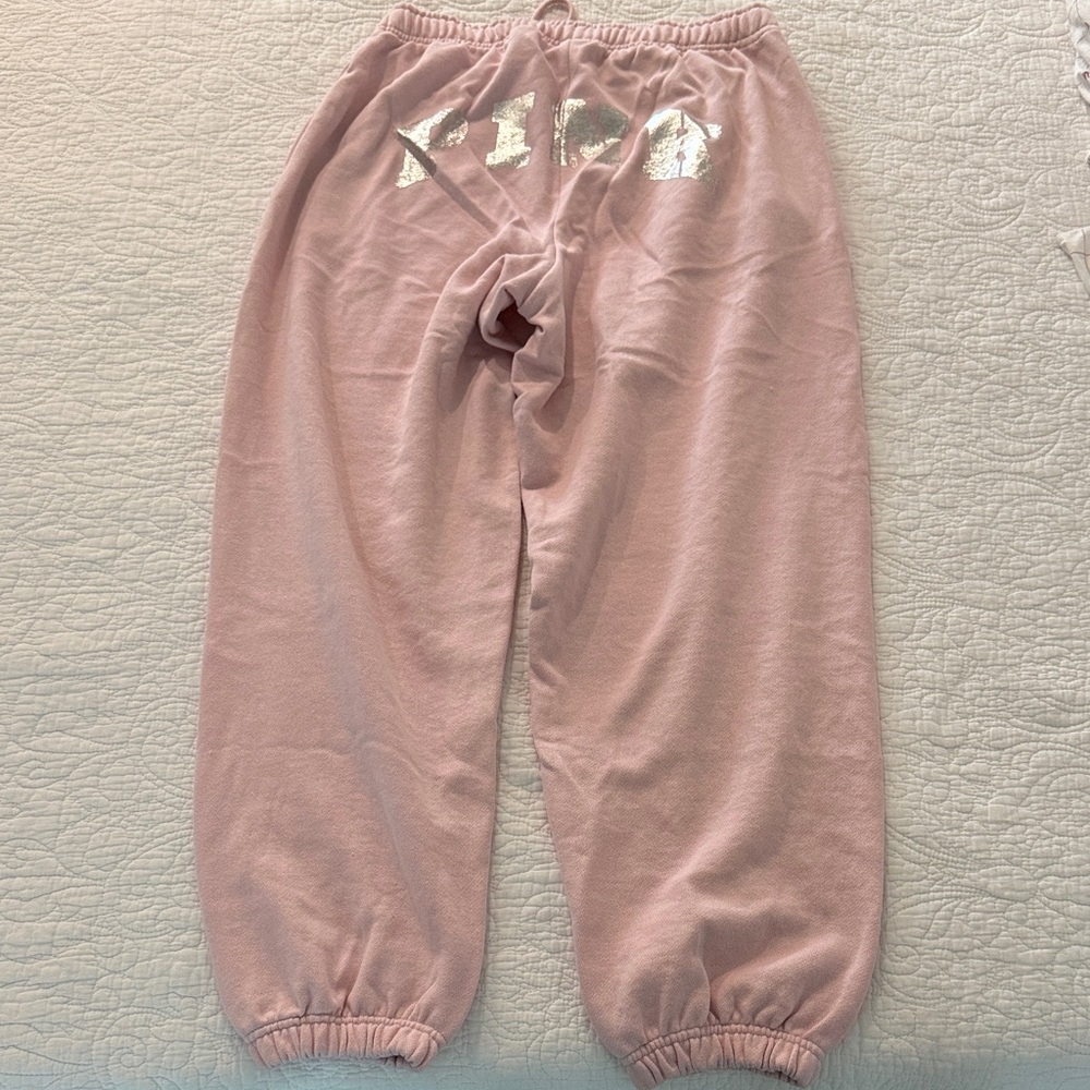PINK Victoria's Secret Light Pink Joggers with Silver Logo